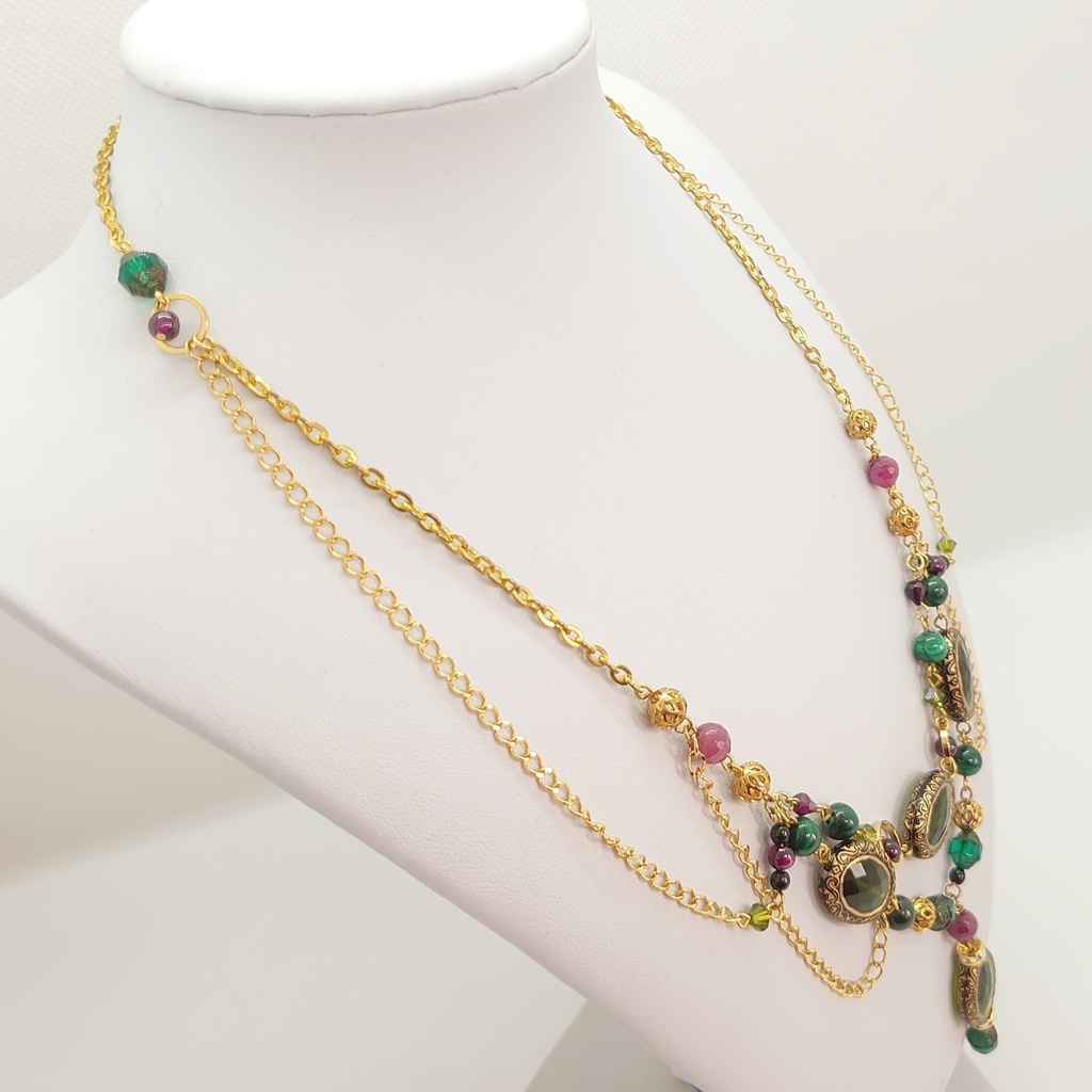 ルビー・マラカイトネックレス