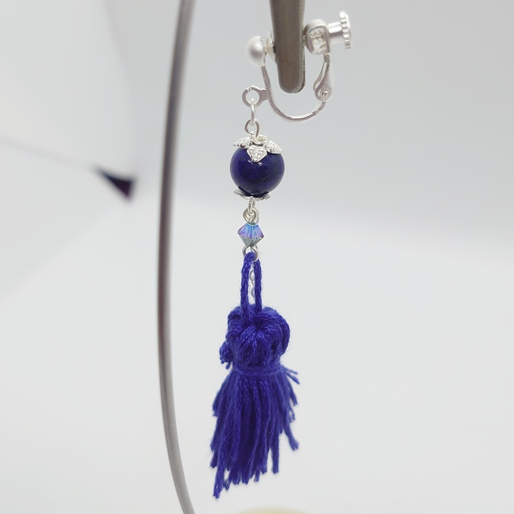 ラピスラズリ・ブルータッセルイヤリング