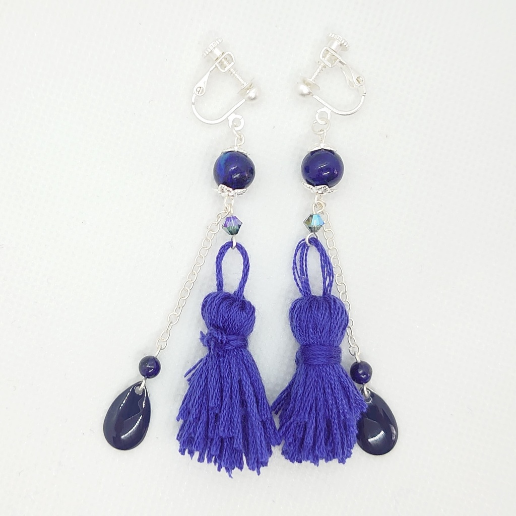 ラピスラズリ・ブルータッセルイヤリング