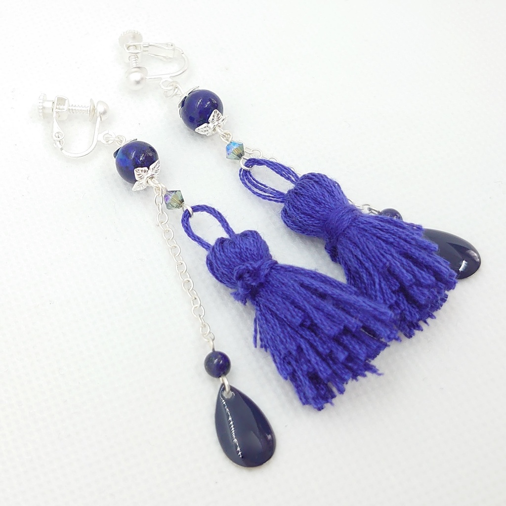 ラピスラズリ・ブルータッセルイヤリング