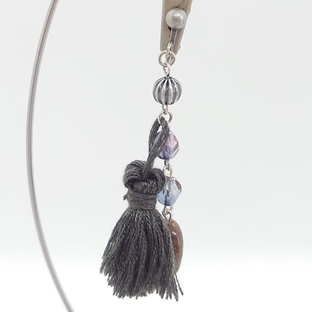 ラブラドライト・グレータッセルイヤリング