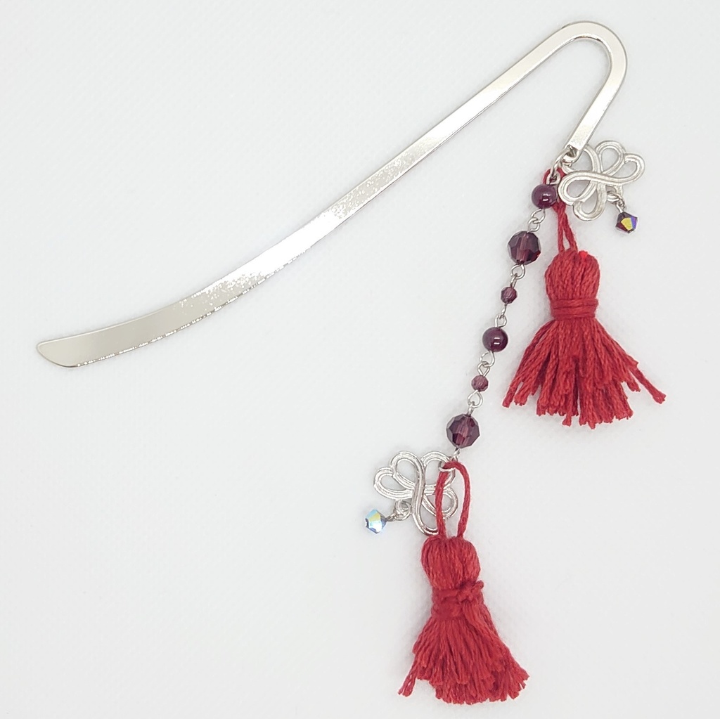 水引モチーフ・ガーネット・レッドタッセルブックマーカー