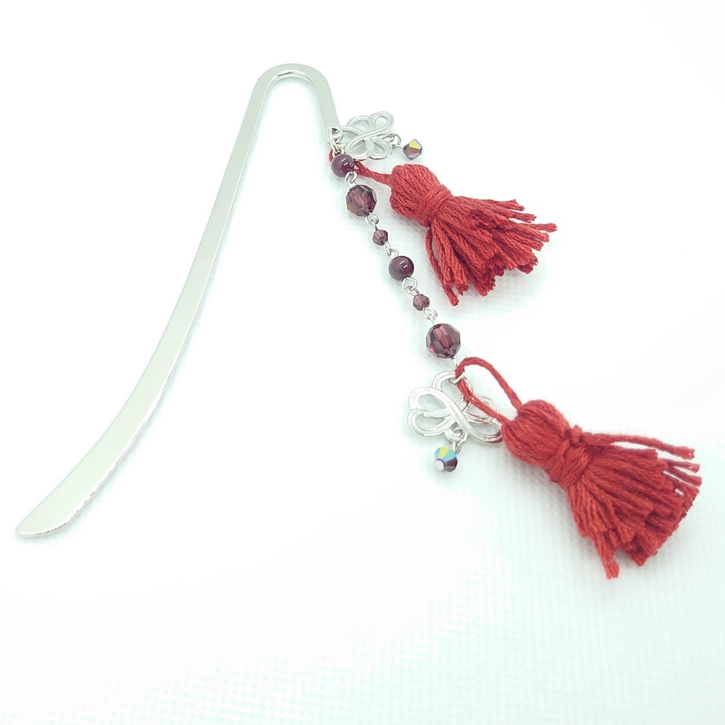 水引モチーフ・ガーネット・レッドタッセルブックマーカー