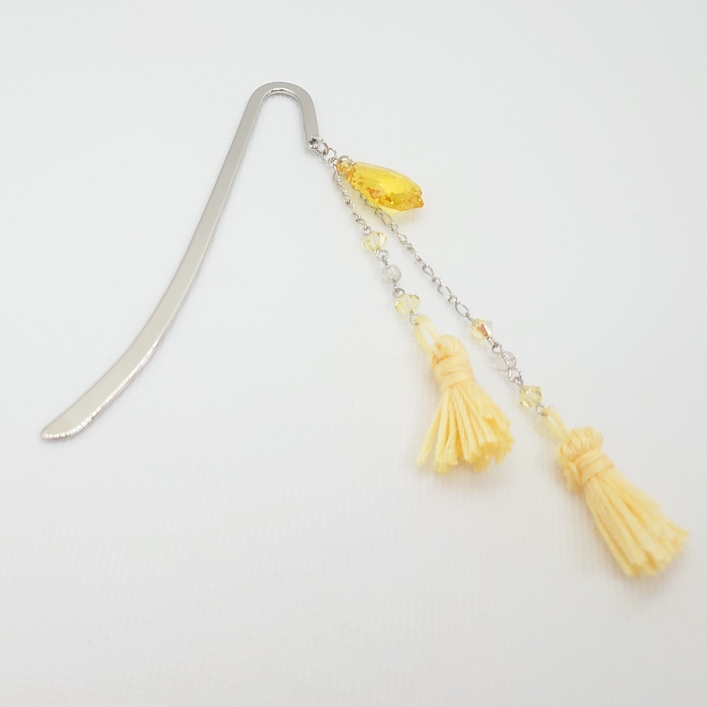 ルチルクォーツ・レモンイエロータッセルブックマーカー