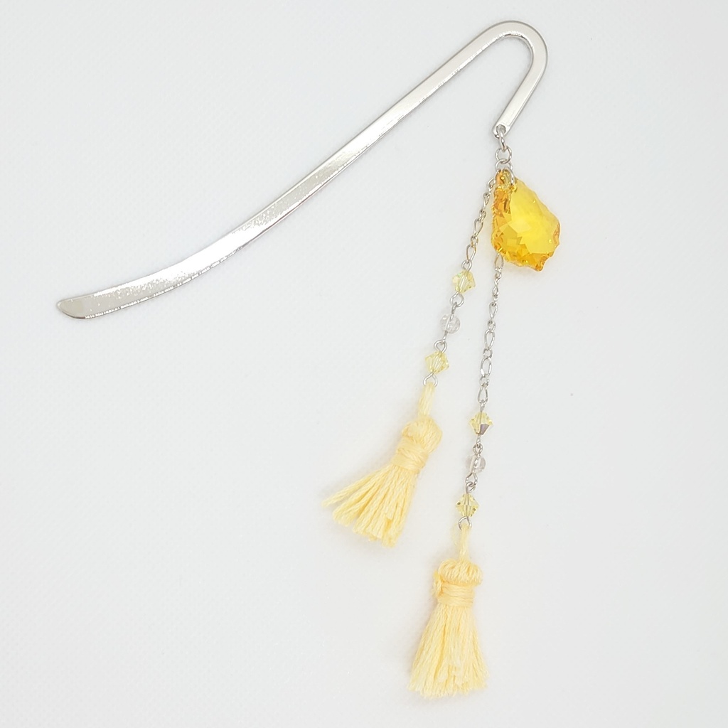 ルチルクォーツ・レモンイエロータッセルブックマーカー
