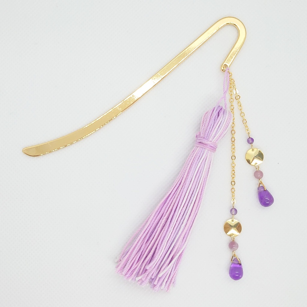 アメシスト・ラヴェンダーパープルタッセルブックマーカー
