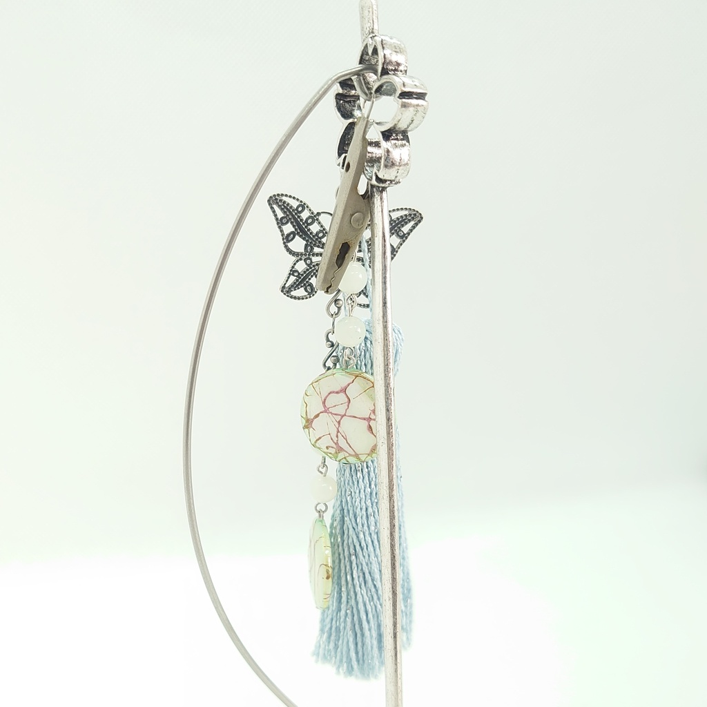 蝶・シェル・パールブルータッセル桜簪