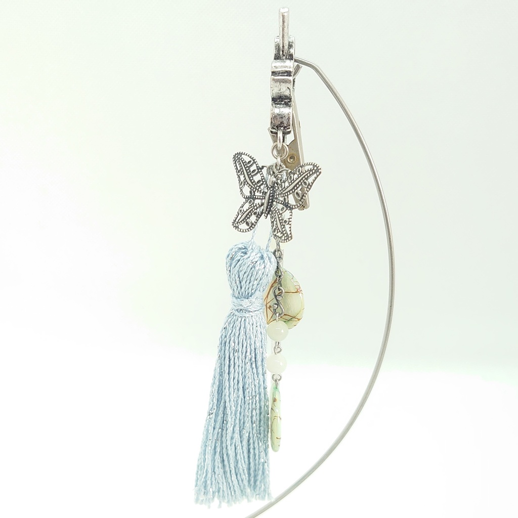 蝶・シェル・パールブルータッセル桜簪