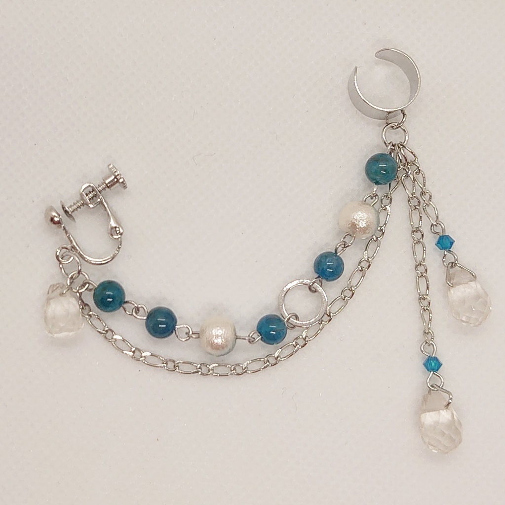 アパタイト・クリスタルカフ付きイヤリング