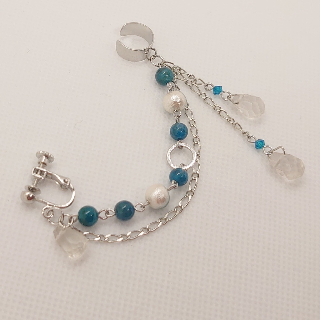 アパタイト・クリスタルカフ付きイヤリング