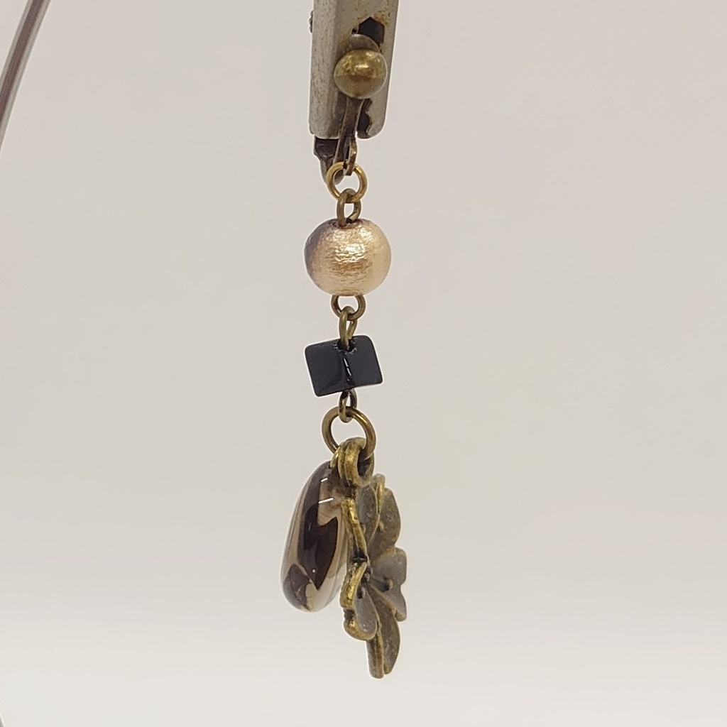 スモーキークォーツ・桜イヤリング