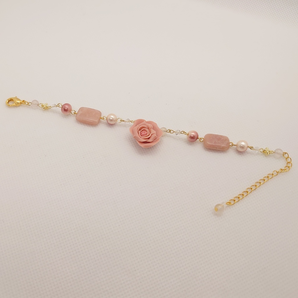 ピンクオパール・ローズブレスレット