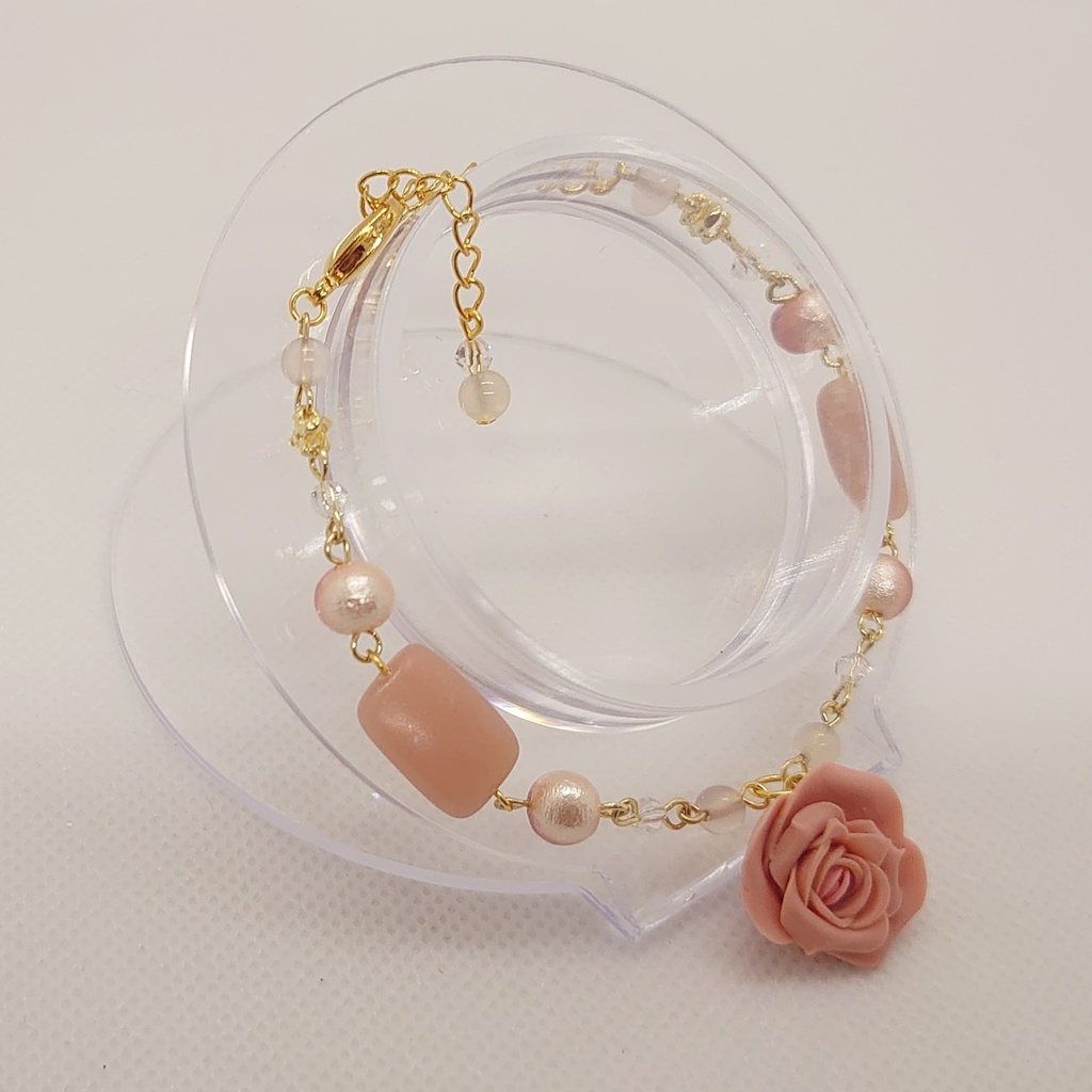 ピンクオパール・ローズブレスレット