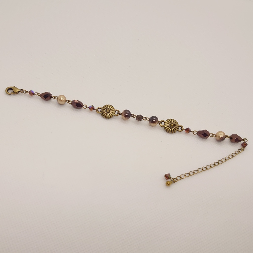 スモーキークォーツ・菊ブレスレット