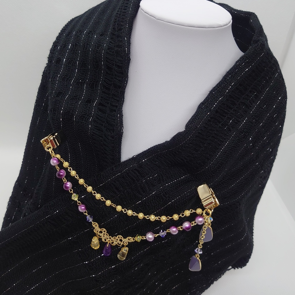 シトリン・アメシストストール留め