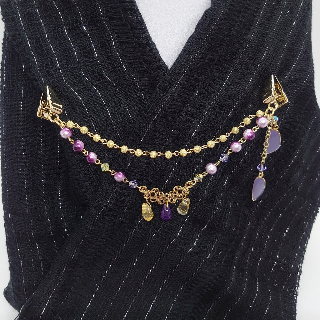 シトリン・アメシストストール留め