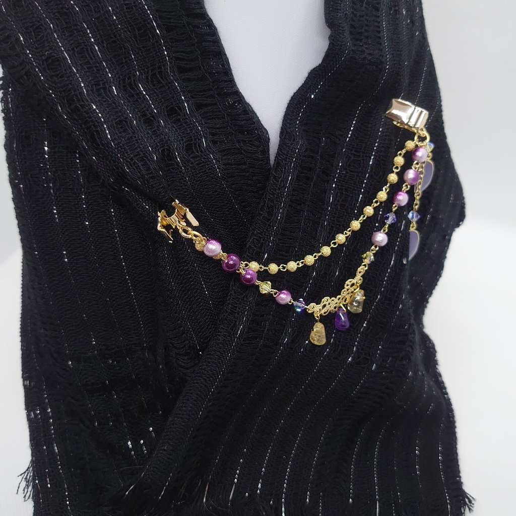 シトリン・アメシストストール留め