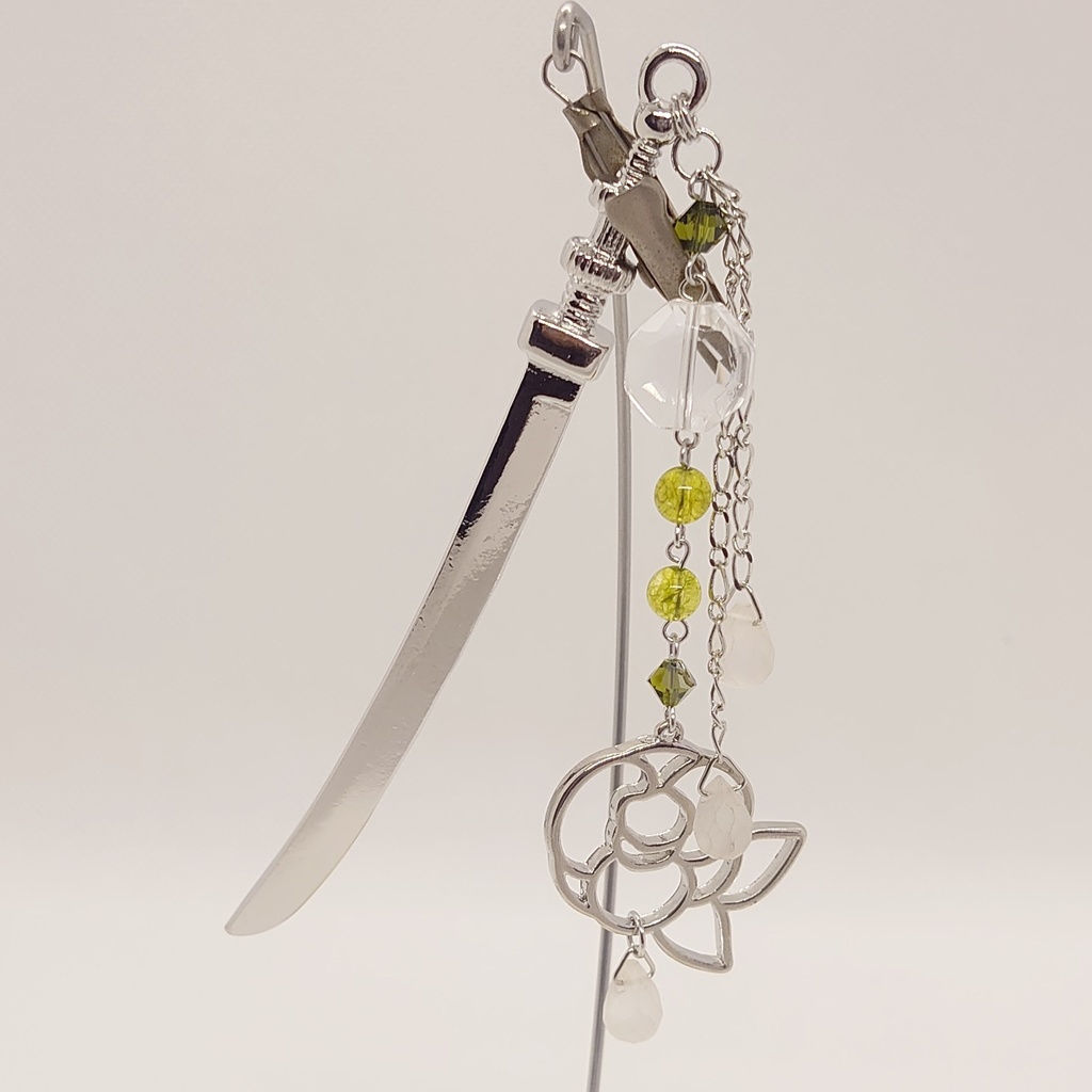 水晶・椿モチーフ刀簪