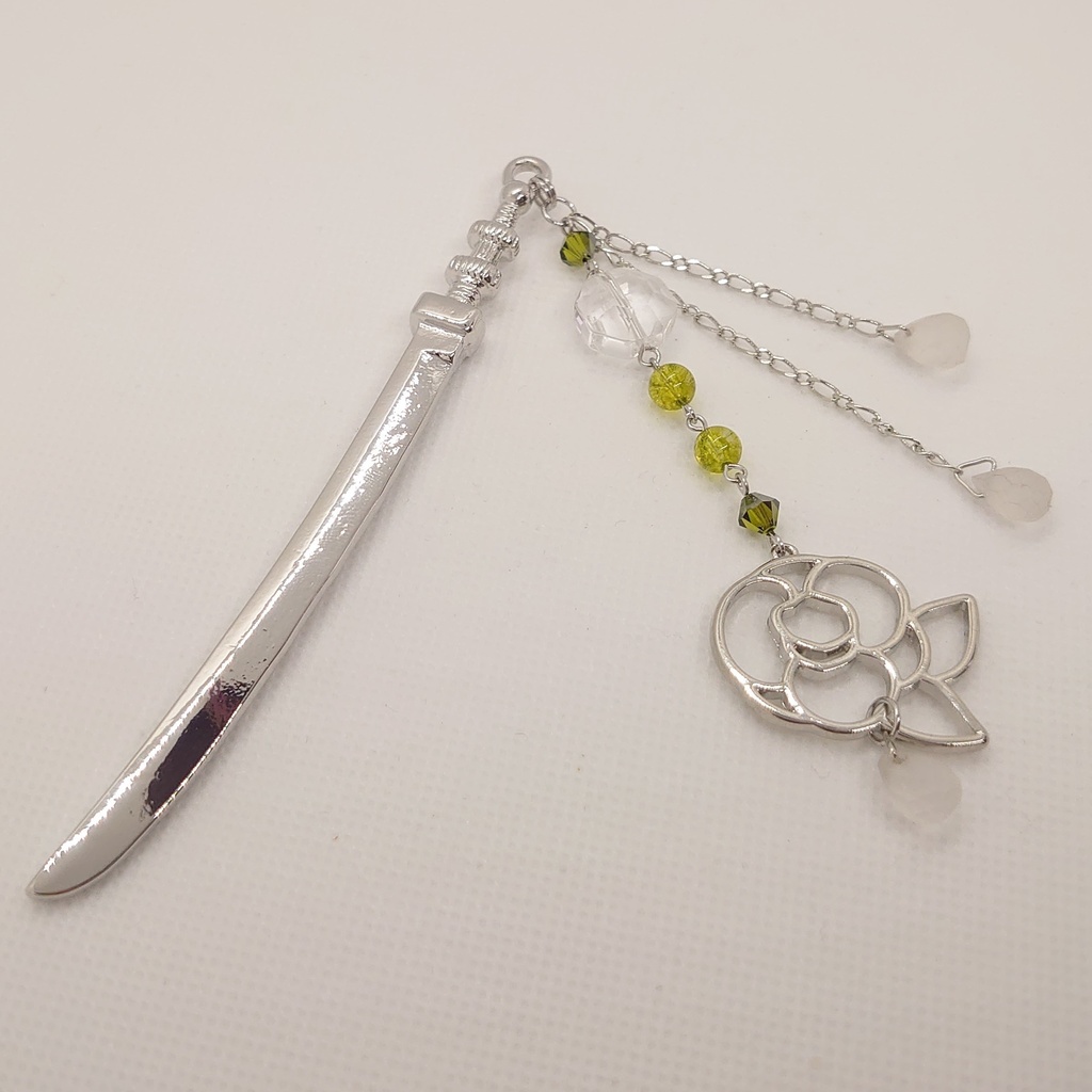 水晶・椿モチーフ刀簪