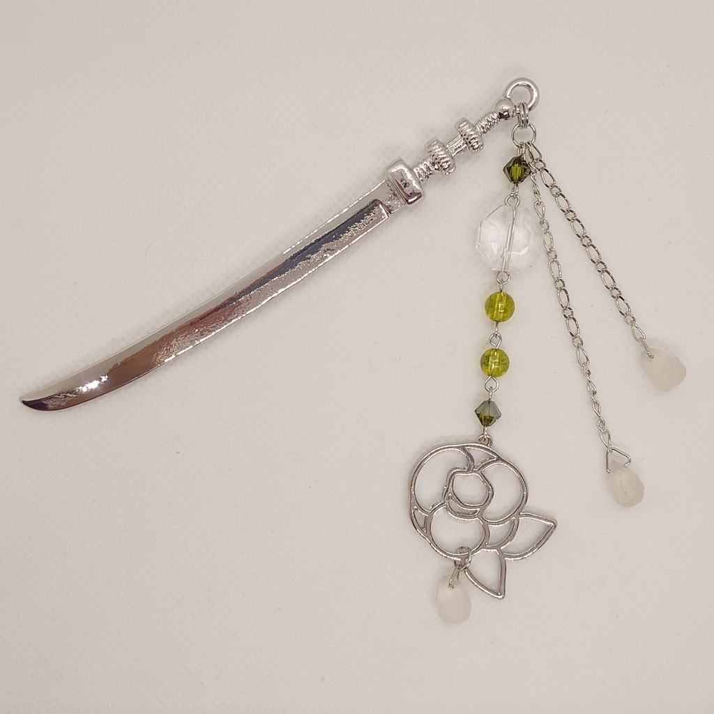 水晶・椿モチーフ刀簪