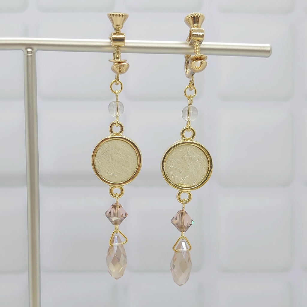 フェイクファー・ルチルクォーツイヤリング