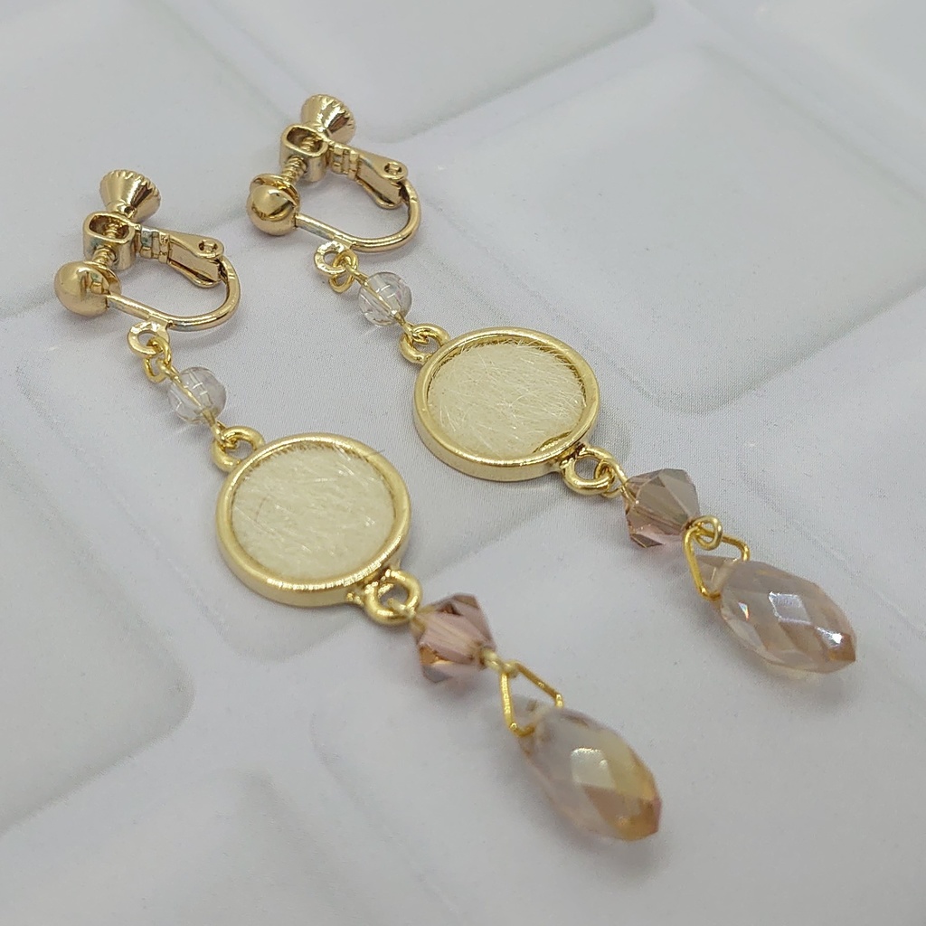 フェイクファー・ルチルクォーツイヤリング