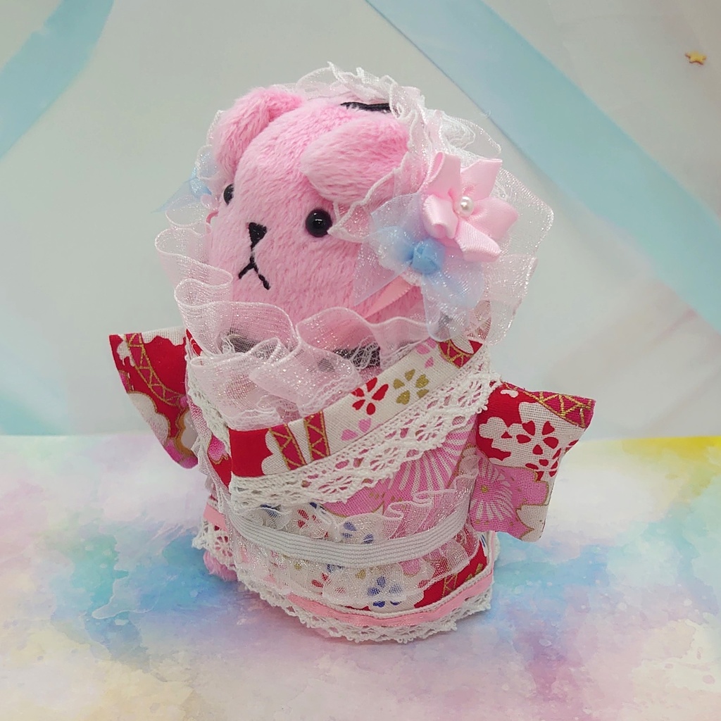 ツキコット用・ヘッドドレス付着物衣装 ピンクボリュームフリル