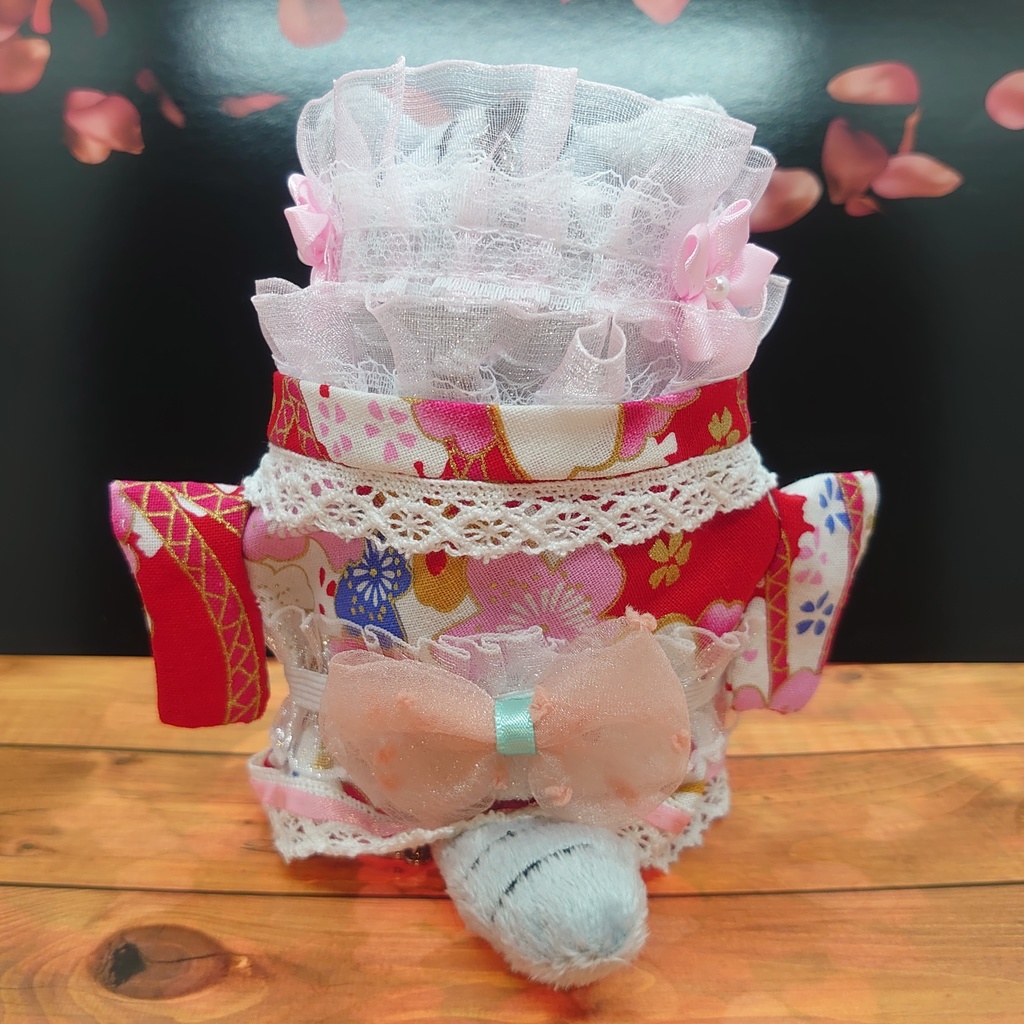 ツキコット用・ヘッドドレス付着物衣装 ピンクボリュームフリル