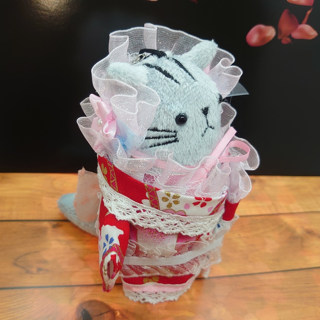 ツキコット用・ヘッドドレス付着物衣装 ピンクボリュームフリル