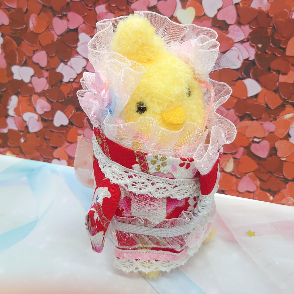 ツキコット用・ヘッドドレス付着物衣装 ピンクボリュームフリル