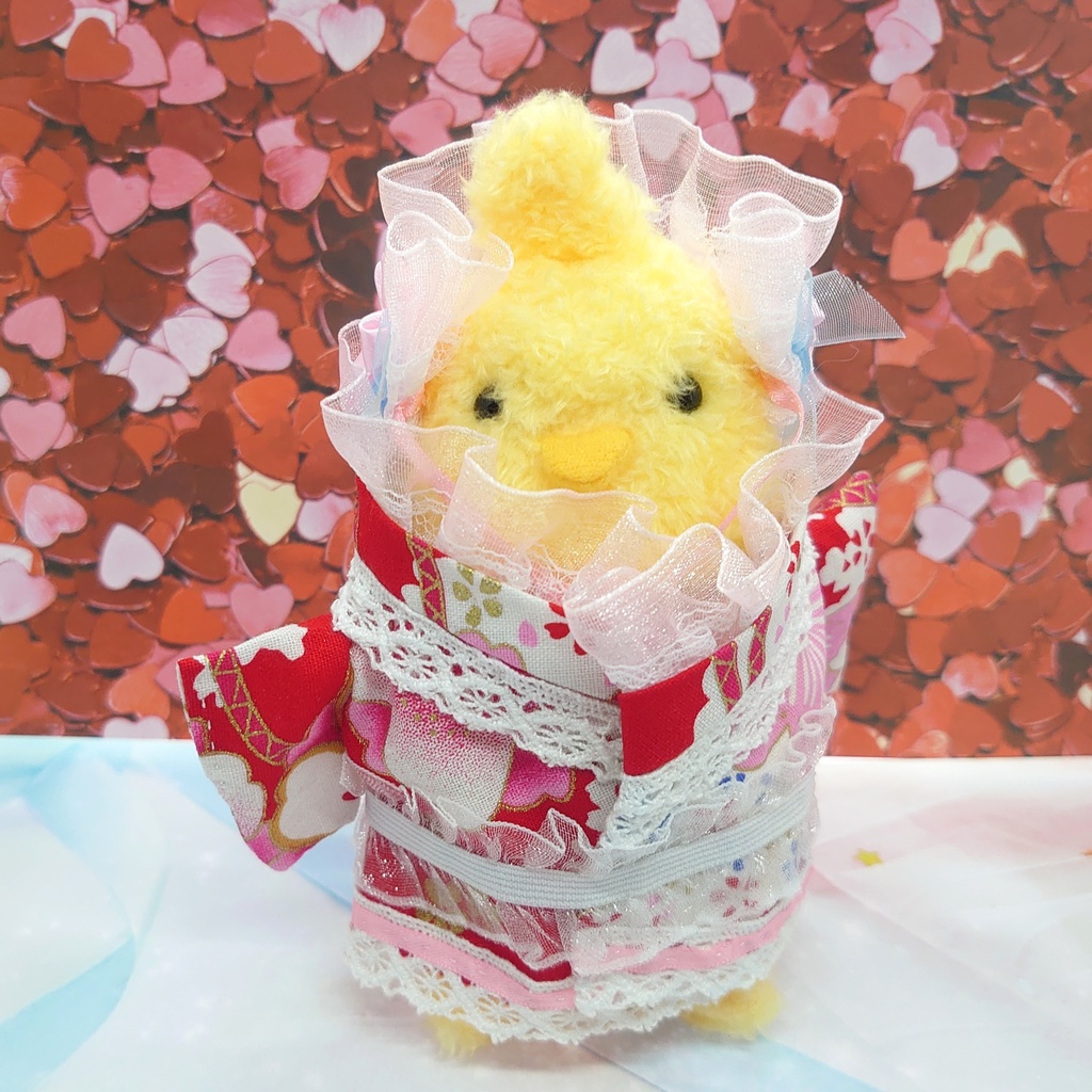 ツキコット用・ヘッドドレス付着物衣装 ピンクボリュームフリル