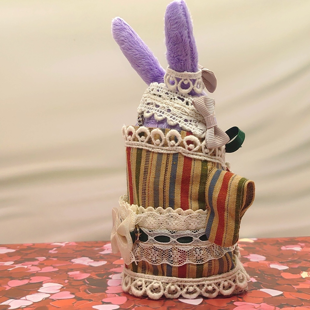 ツキコット用・ヘッドドレス付着物衣装 レトロちっくストライプ