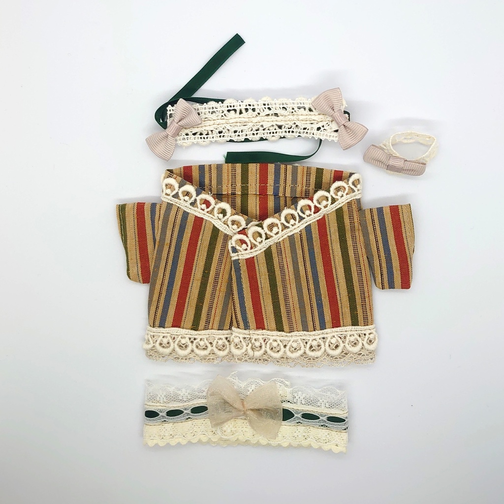 ツキコット用・ヘッドドレス付着物衣装 レトロちっくストライプ