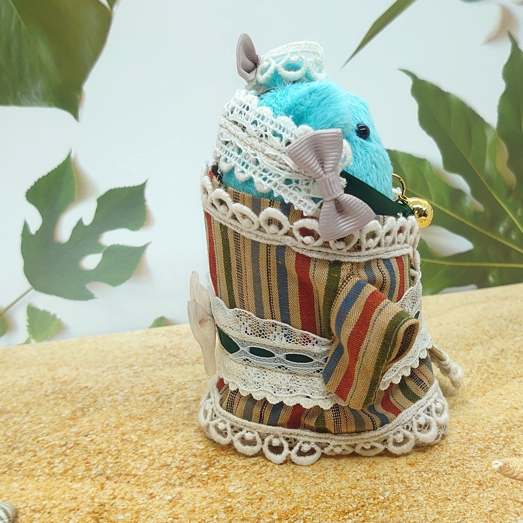 ツキコット用・ヘッドドレス付着物衣装 レトロちっくストライプ