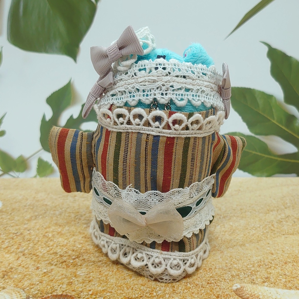 ツキコット用・ヘッドドレス付着物衣装 レトロちっくストライプ