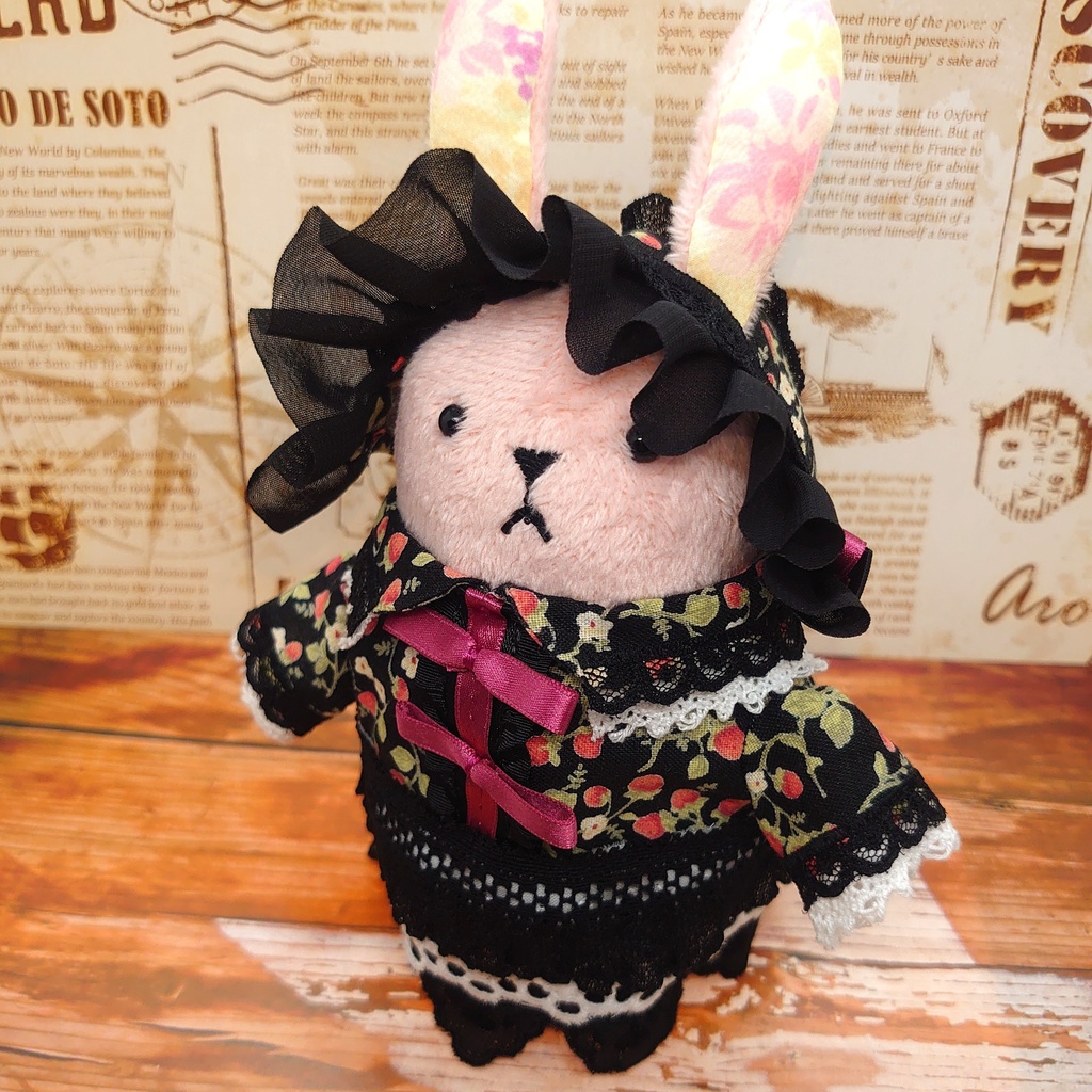 ツキコット用・ボンネット付ワンピース衣装 スイートイチゴ