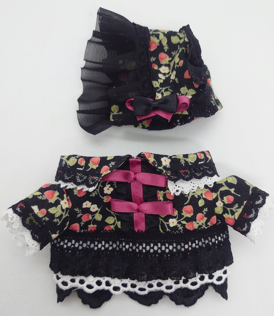 ツキコット用・ボンネット付ワンピース衣装 スイートイチゴ