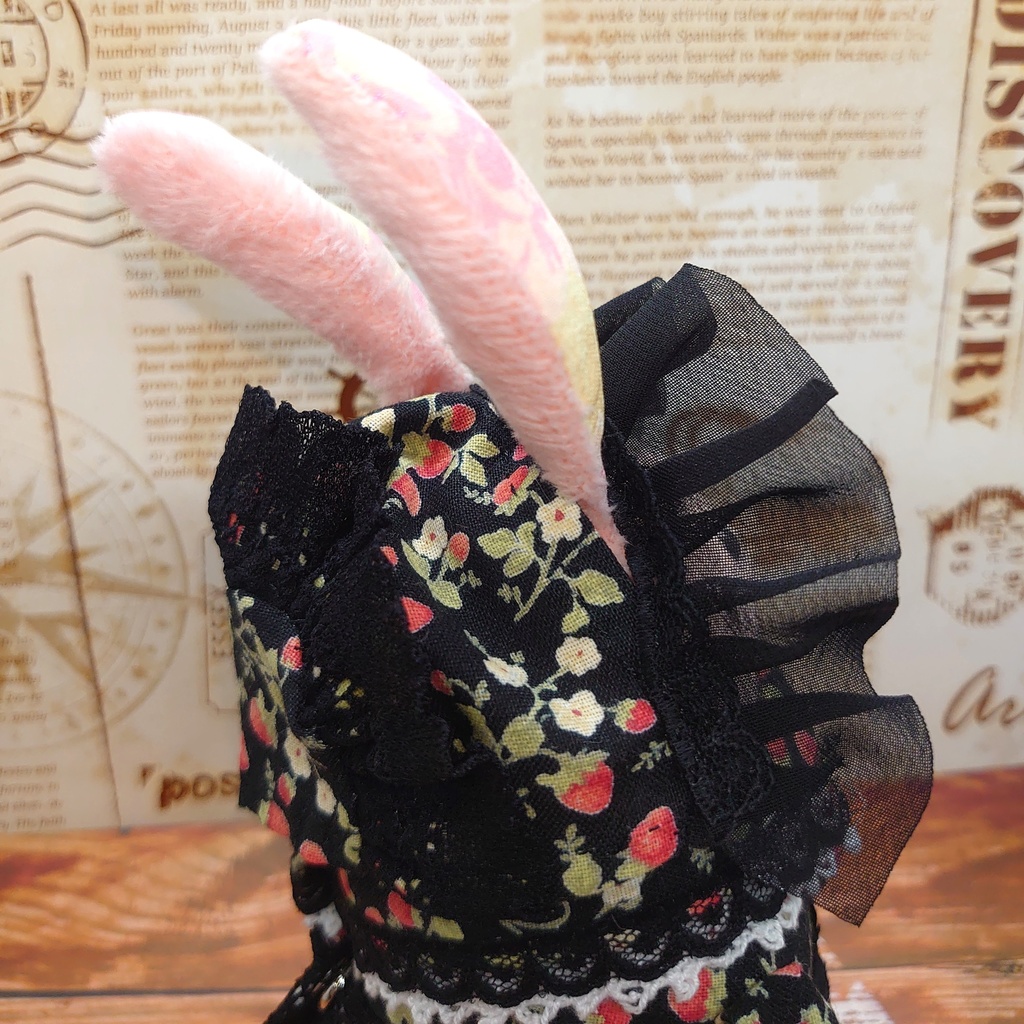 ツキコット用・ボンネット付ワンピース衣装 スイートイチゴ