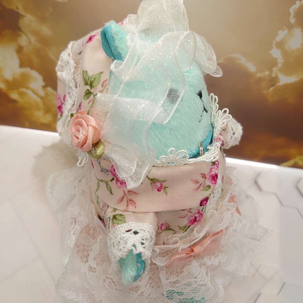 ツキコット用・ボンネット付ワンピース衣装 ピンクローズ