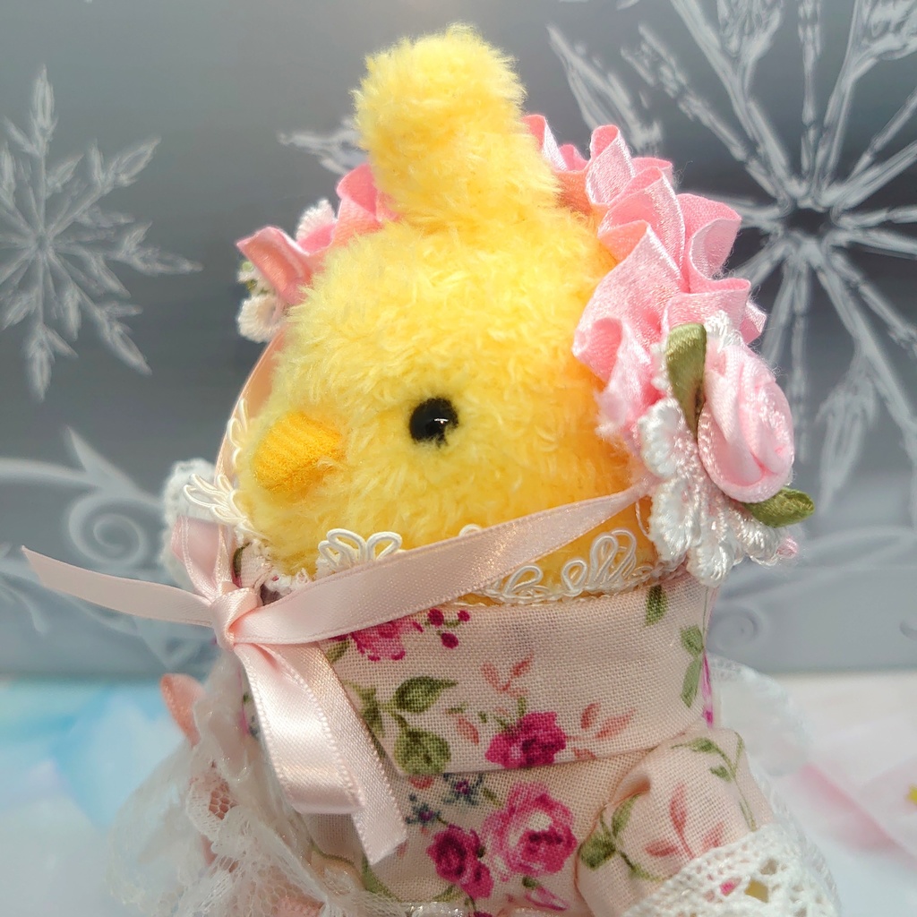 ツキコット用・ボンネット付ワンピース衣装 ピンクローズ