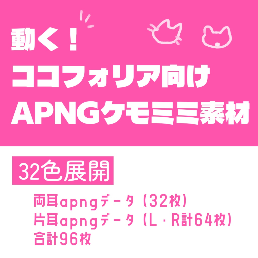 動く!ココフォリア向け APNGケモミミ素材