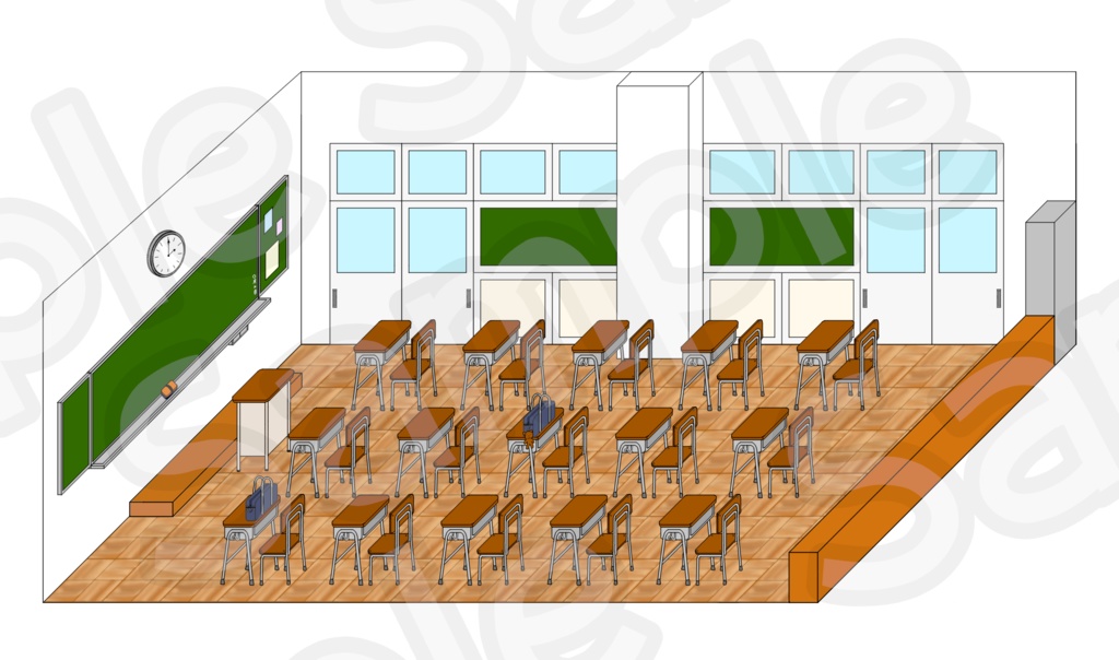 学校の教室 イラストマップ パーツ別 Sakurari8 Booth
