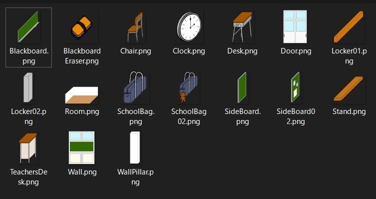 学校の教室【イラストマップ パーツ別】