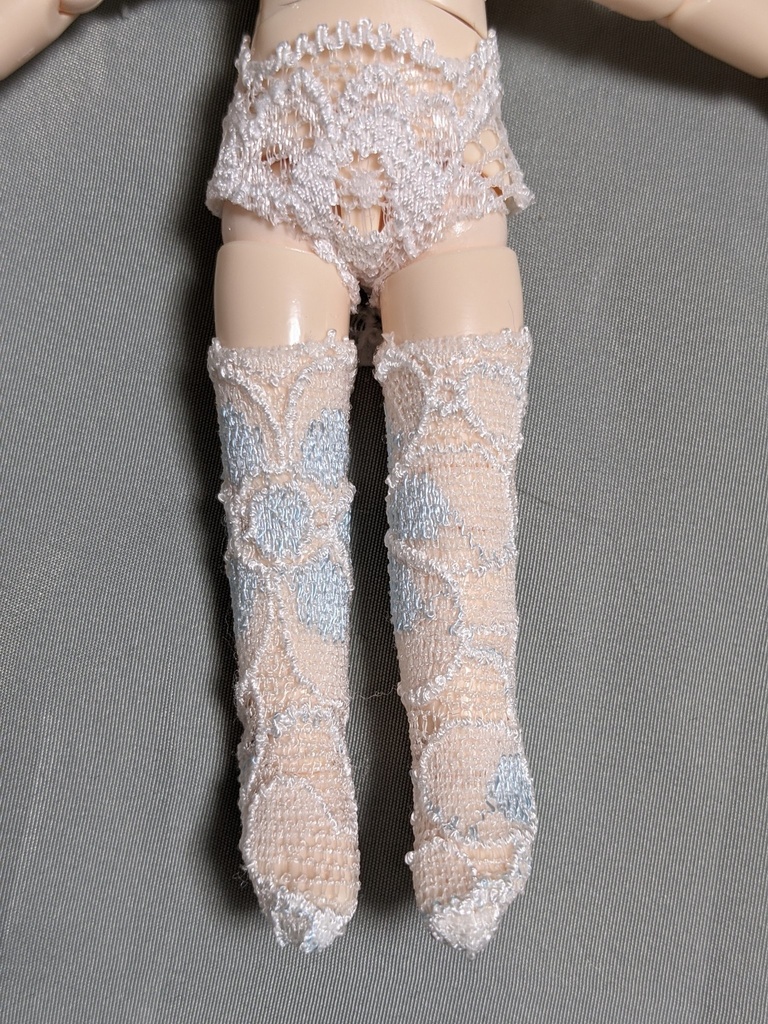 オビツ11*レースニーソックス*桃色/水色