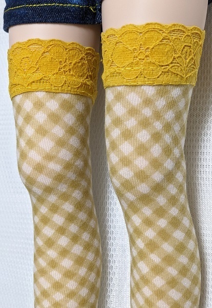 【2size】チェック＊マスタード＊ストッキング
