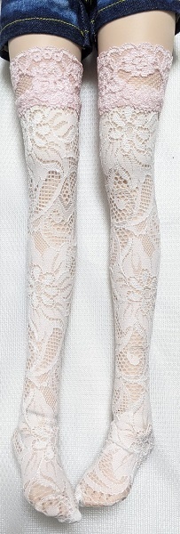 【2size】織柄*桃レース*ストッキング