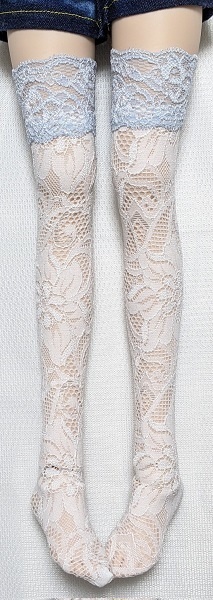 【2size】織柄*水色レース*ストッキング