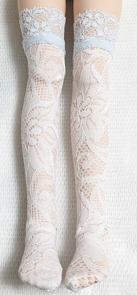 【2size】織柄*水色レース*ストッキング