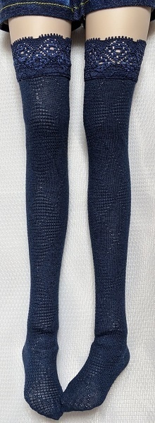 【2size】織柄アーガイル*ネイビー*オーバーニー