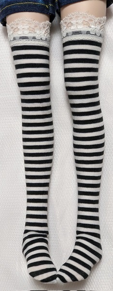 2色*レース付*ボーダーオーバーニーソックス